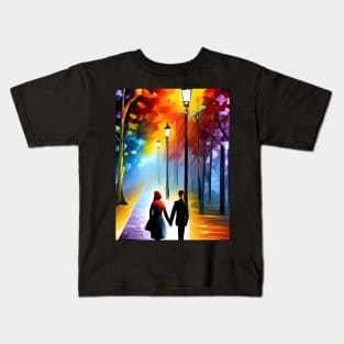 Couple Nighttime Walk Kids T-Shirt